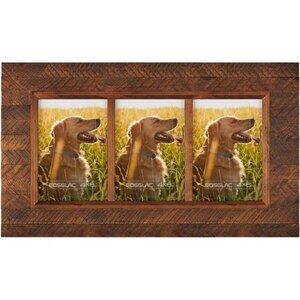 Collage Picture Frame 4x6 3 Openings, Wood Plank Design with Rustic